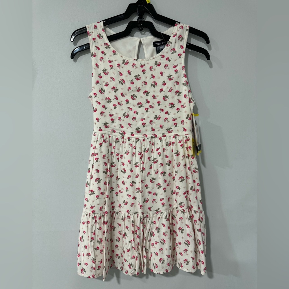 Zunie Girls Dress white with roses